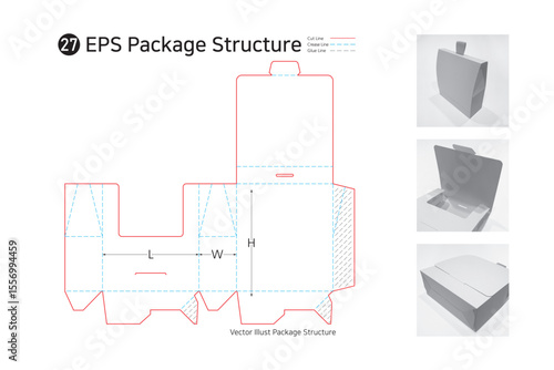 P1_27. It is used for hanger-type packaging, thin stockings, and soap packaging that can be sold on hooks. package Dieline. Box structure.  