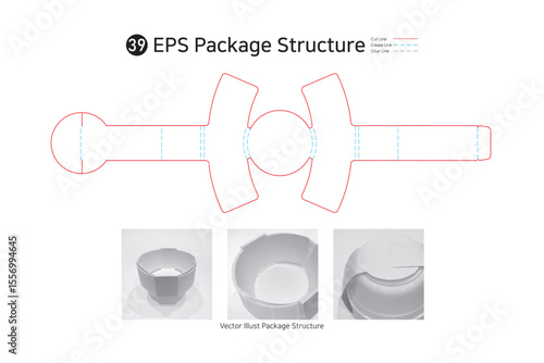P1_39. Bottom lock sleeve band surrounding the product, used in thin disposable bowl packaging. package Dieline. Box structure. 