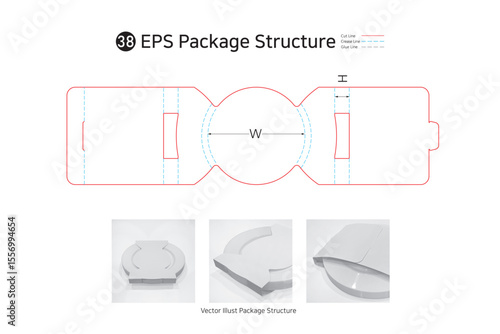 P1_38. Bottom lock sleeve band surrounding the product, used in thin disposable dish packaging. package Dieline. Box structure.  