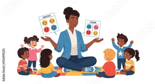 Teacher Explaining Emotions to Children