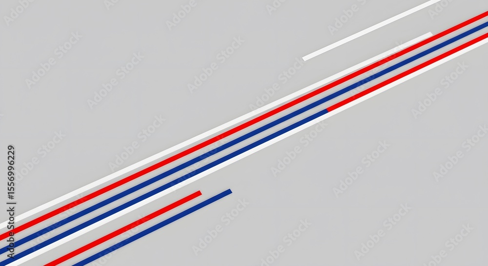 Obraz premium Abstract Geometric Design Red, White, and Blue Parallel Lines