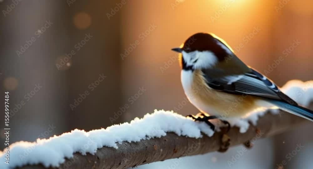 Detailed high-definition video of Black-capped Chickadee hopping on tree branch in peaceful woodland setting

