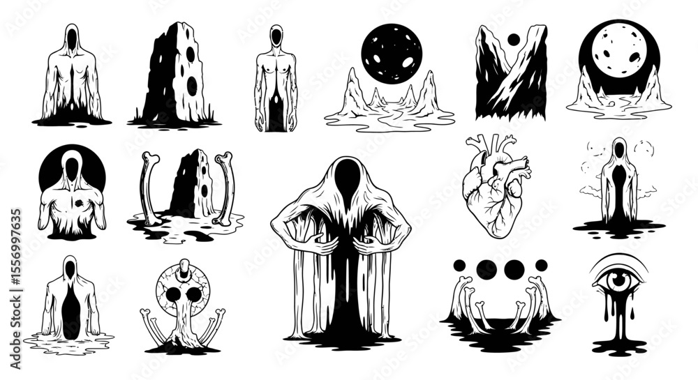 Fototapeta premium Dark Fantasy Set Occult Design.