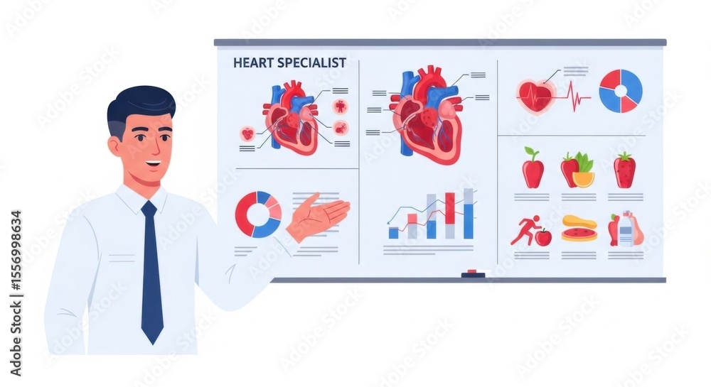 Heart Specialist Explains Anatomy on Whiteboard Heart Specialist Explains Anatomy on Whiteboard