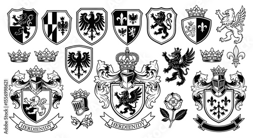 Heraldic Symbols with Vector Elements, and Coat of Arms.