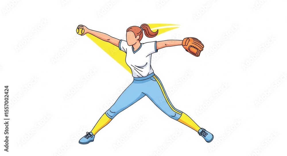 Fototapeta premium Softball Player Pitching Ball
