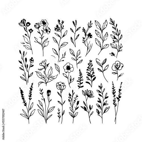 Silhouette design elements for design universal template, simple template design isolated on white background.