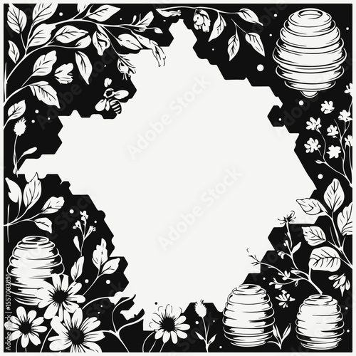 bee frame background with honey hive
