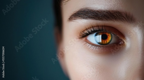 Close-up of a person's eye. the eye is the focal point of the image, with the iris being the main focus.