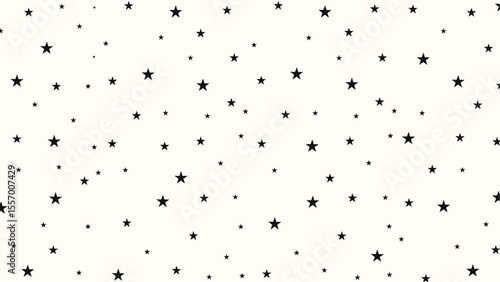 Minimalist black star pattern on cream background. Perfect for elegant wrapping paper, modern fabric prints, celestial wallpapers, kids room decor, and stylish seamless design projects.