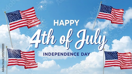 vibrant and festive 4th of july celebration with american flag and blue sky