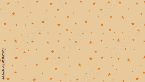 Cute seamless orange star pattern on pastel background. Adorable vector design for nursery wall art, wrapping paper, kids’ room decor, baby products, celestial themes, and fabric or textile prints.