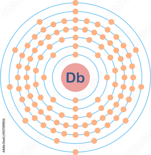 Electron configuration of dubnium element. 