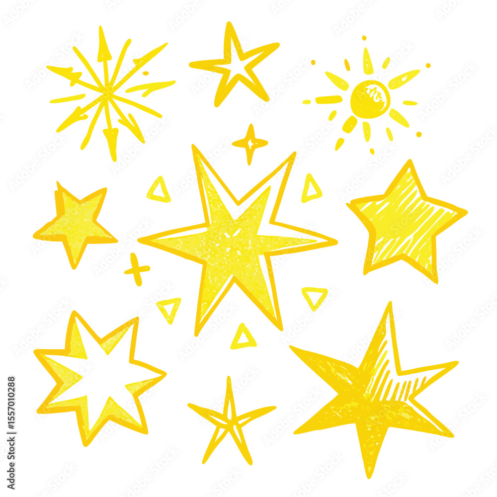 Set of golden star vector icons, a shiny Christmas decoration illustration Set of golden star vector icons, a shiny Christmas decoration illustration