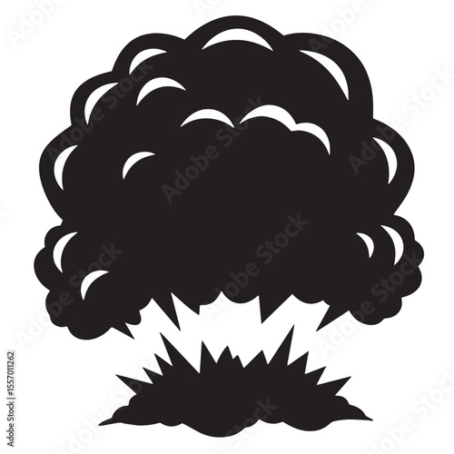 Black and white vector illustration of an explosion isolated on white background