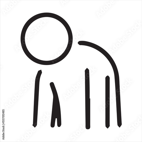 Mental fatigue icon. Vector thin line illustration with editable stroke showing burnout, exhaustion, energy depletion and chronic tiredness. Tired person with low battery