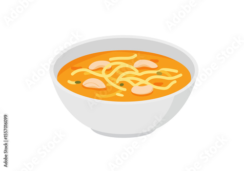 Bowl of soup with noodles beans and a light broth