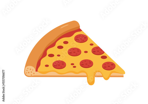 Pizza slice illustration with crust sauce pepperoni and melted cheese