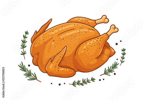 Roasted turkey with rosemary and pepper