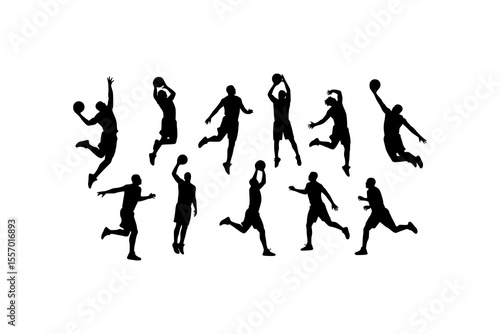 Wallpaper Mural Twelve basketball player silhouettes in various action poses perfect for sports designs, basketballthemed projects, and athletic promotions. Great for posters. Torontodigital.ca
