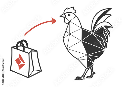 Geometric Rooster Illustration From Farm to Table Concept