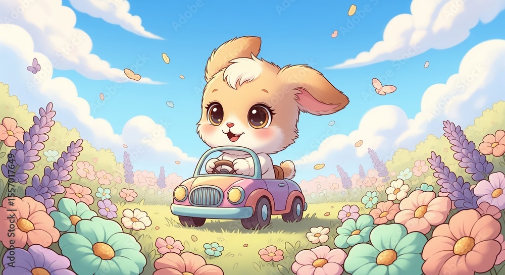 Fototapeta premium Cute Wallpaper, A super cute fluffy baby animal Cartoon