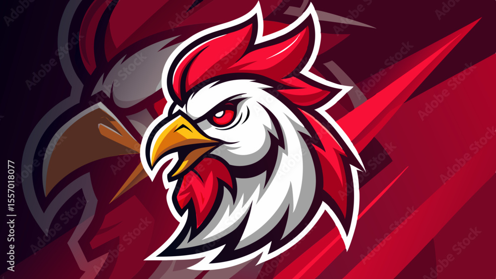 Fototapeta premium Geometric Rooster Illustration Low-Poly Chicken Design