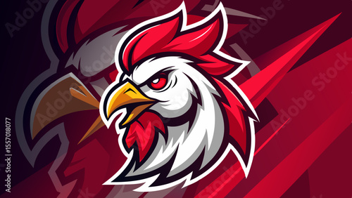 Geometric Rooster Illustration Low-Poly Chicken Design