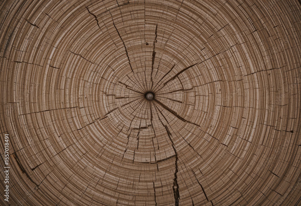 Naklejka premium Close-Up Tree Ring Texture of a Wooden Log Cross Section