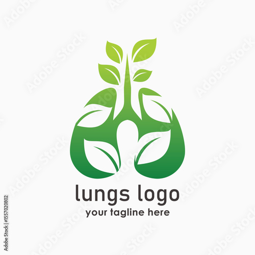 Lungs Leaf logo design template combination, lungs leaf logo creative care design icon, medical clinic health care