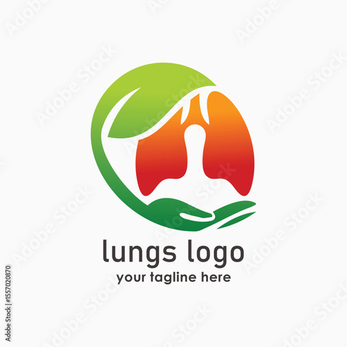 Lungs Leaf logo design template combination, lungs leaf logo creative care design icon, medical clinic health icon