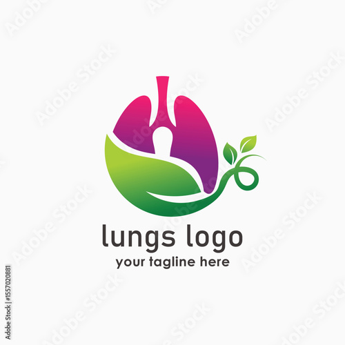 Lungs Leaf logo design template combination, lungs leaf logo creative care design icon, medical logo clinic health care