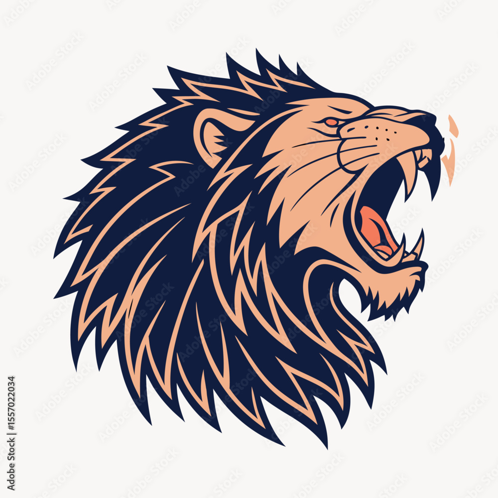 Fototapeta premium Lion head mascot angry roar vector icon