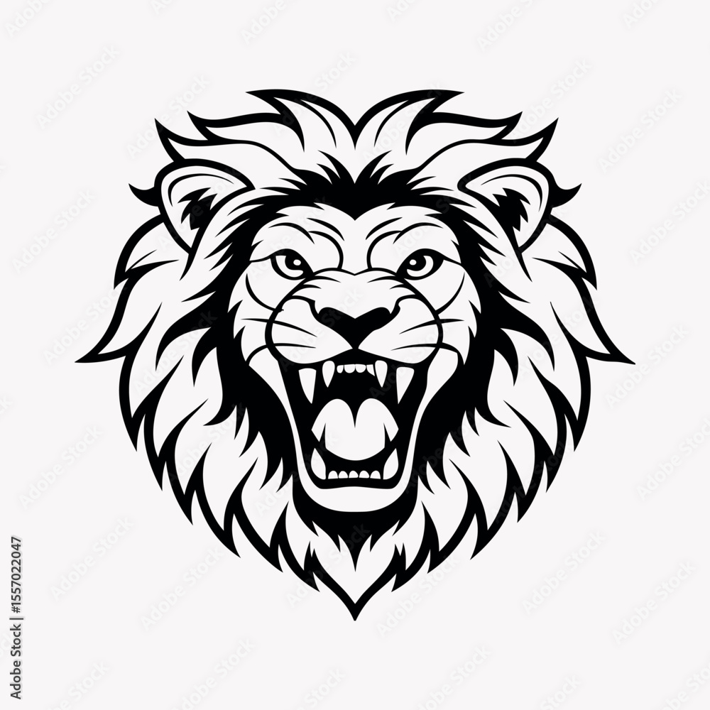Fototapeta premium Lion head mascot angry roar vector icon