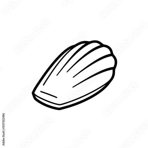 Classic Madeleine: A minimalist graphic illustration showcases a single, elegantly shaped madeleine cookie, embodying the essence of simple elegance and culinary delight.