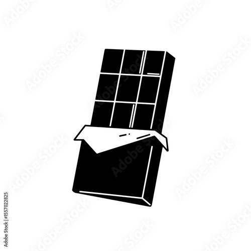 Decadent Dark Chocolate Bar: A simple silhouette of a delectable dark chocolate bar, a sweet temptation and a treat.