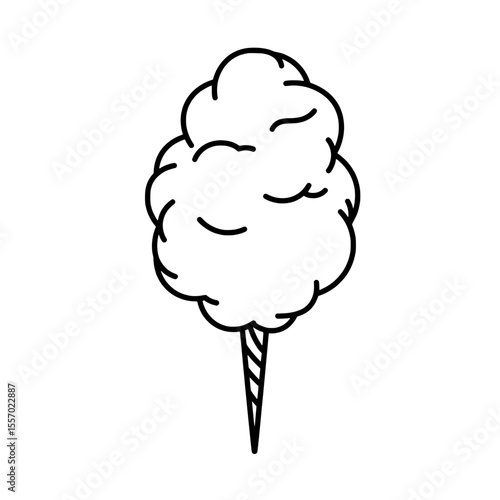 Cotton Candy Treat: A whimsical illustration of a fluffy cotton candy confection on a stick, perfect for adding a touch of sweetness to any design. 