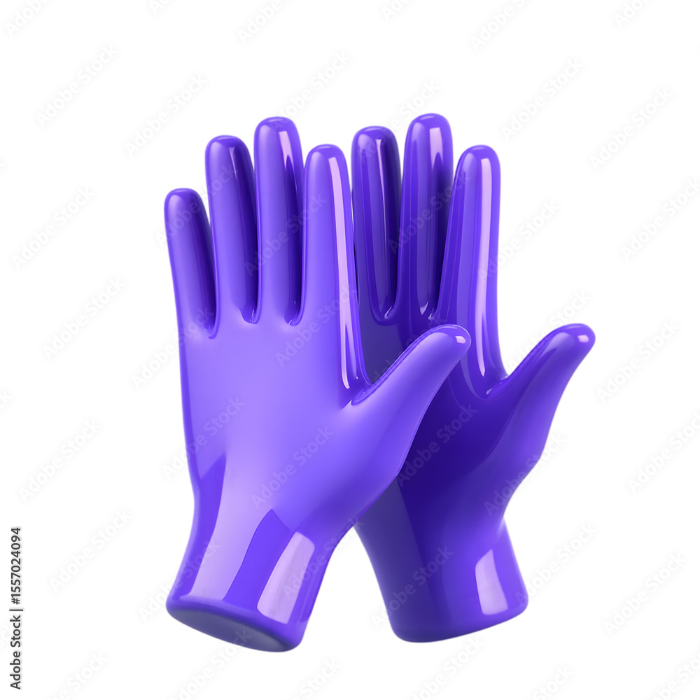 Obraz premium Two Shiny Purple Hands in a High Five Gesture Isolated on a Transparent Background image