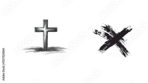 A cross drawn in ash symbolizing religion, faith, repentance, and spirituality—representing Ash Wednesday, Christian devotion, solemn rituals, and sacred reflection in a simple yet deeply meaningful 