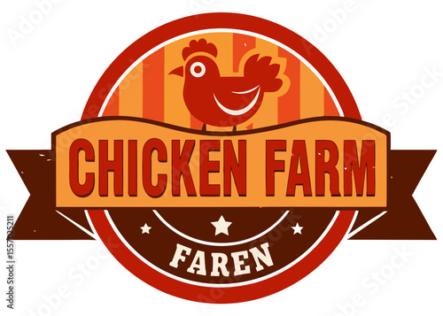 Rustic Chicken Farm Logo Design Vintage Style Farm Illustration