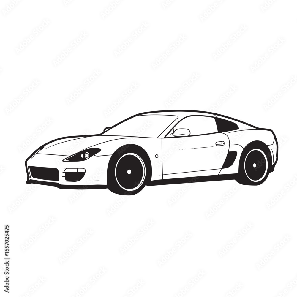 Vector illustration of a modern sports car in black and white minimalist style Vector illustration of a modern sports car in black and white minimalist style