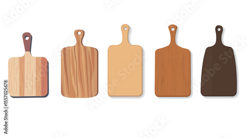 Minimalist vector illustration of a wooden cutting board isolated on solid white background, perfect for food preparation themes, kitchenware design, culinary branding, recipe graphics,