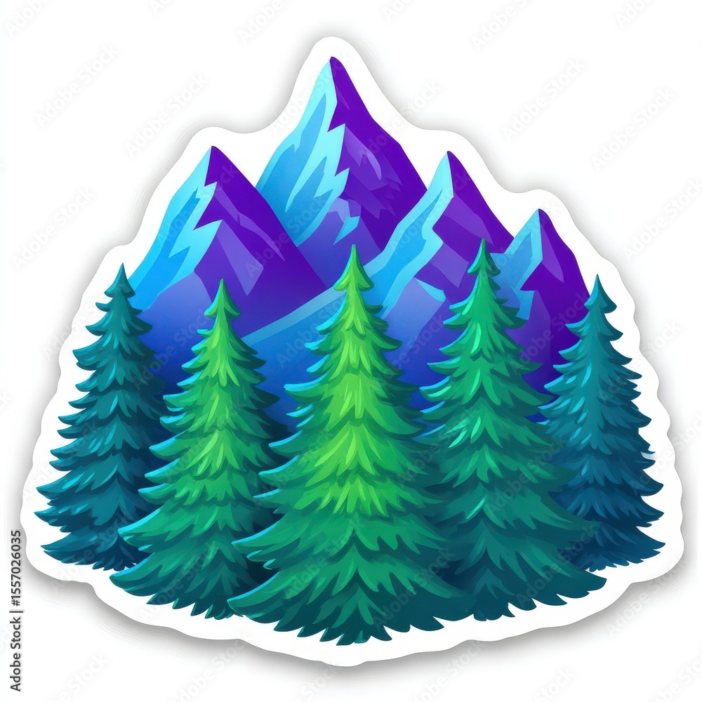 Obraz premium Spectacular visual representation of majestic mountains silhouetted against a vibrant blue sky surrounded by lush evergreen trees creating a serene natural landscape bringing calmness and