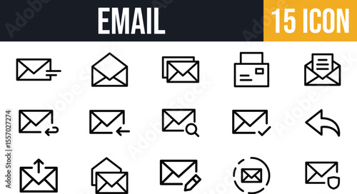 Email & Messaging Icons set. Send, Receive, Reply, Forward, Inbox, Compose & Security icon set.