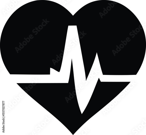 A Symbolic Representation of Heart Health Black Heart with an Electrocardiogram Line Illustrating Vitality Medical Awareness and the Significance of Cardiovascular Wellness black