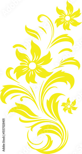 Elegant Floral Vector Design, Abstract Floral Illustration, Botanical Vector Art, Floral Vector Elements Set, Decorative Floral Pattern