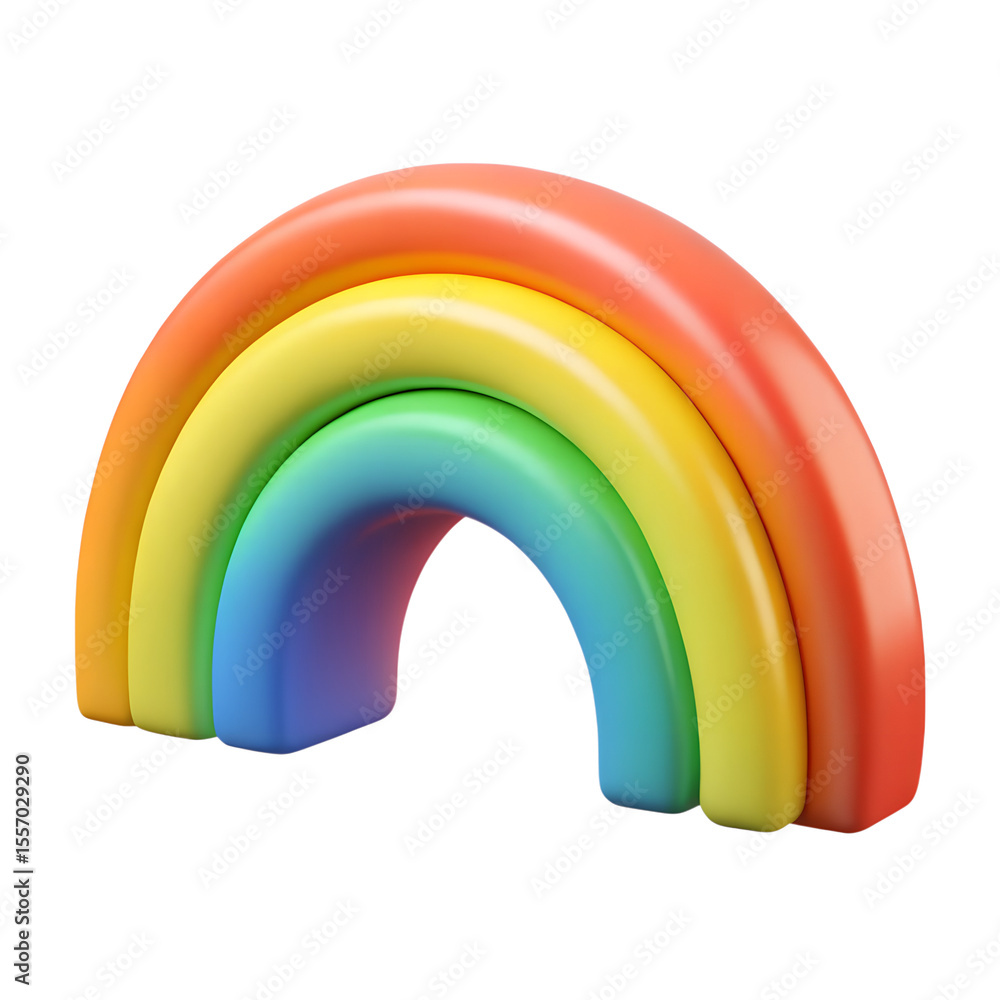 Fototapeta premium 3D Rainbow Icon Isolated on Transparent Background