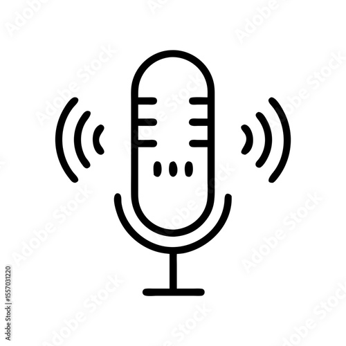 Microphone icon with sound waves in minimalistic style  