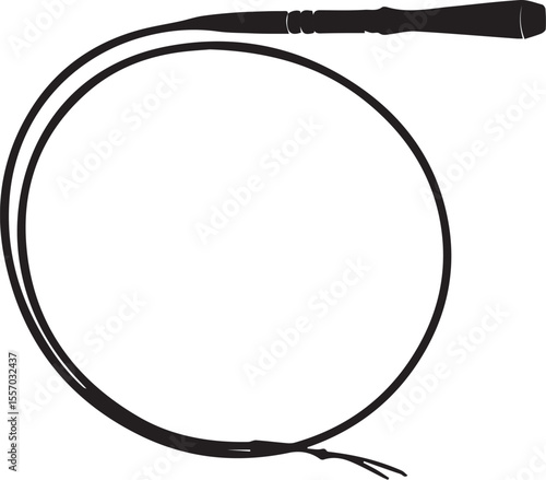 Leather whip silhouette isolated on white background. Leather whip icon vector illustration design.