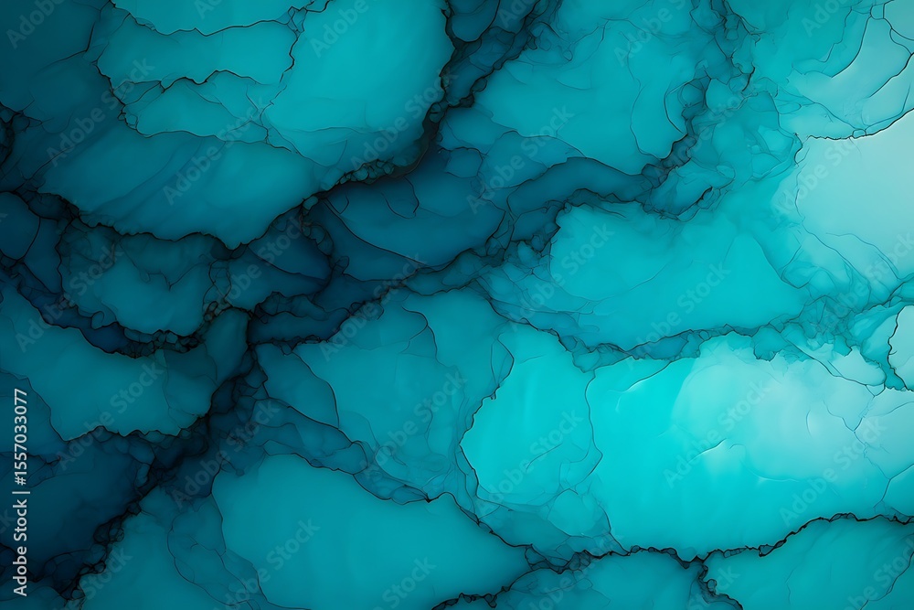 Naklejka premium Abstract Teal Blue Ink Swirls and Veins background color